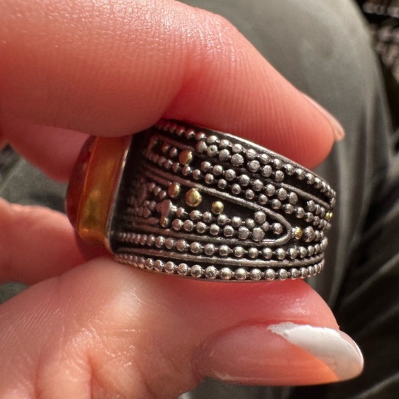 18kGold and Sterling Silver Ring with Incredible Royal Topaz Stone - Picture 5 of 11